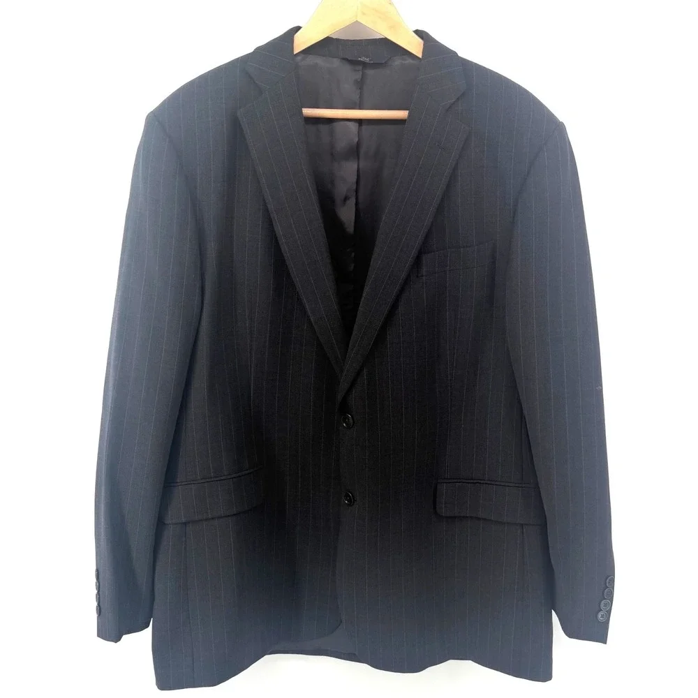 Brooks Brothers 346 Mens 46L Pinstripe Wool Stretch Blazer Charcoal‎ Grey